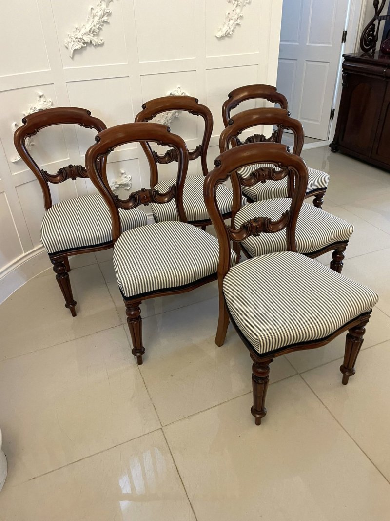 Antique Victorian Mahogany Carved Set of 6 Dining Chairs